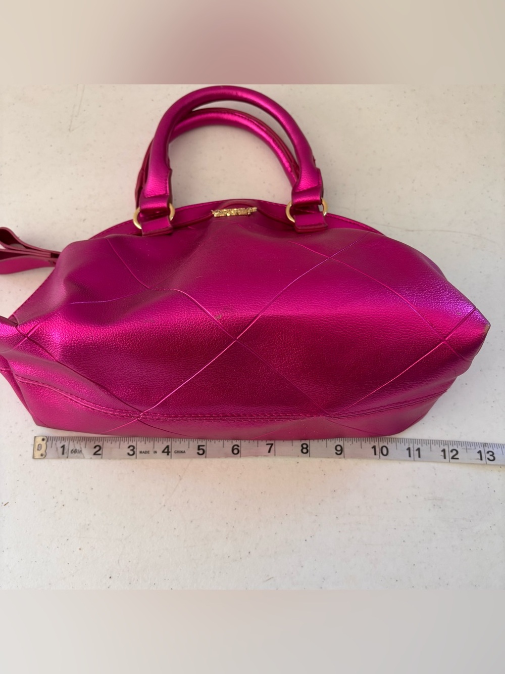 Victoria's Secret Hot Pink Metallic Dome Satchel - Picture 8 of 9